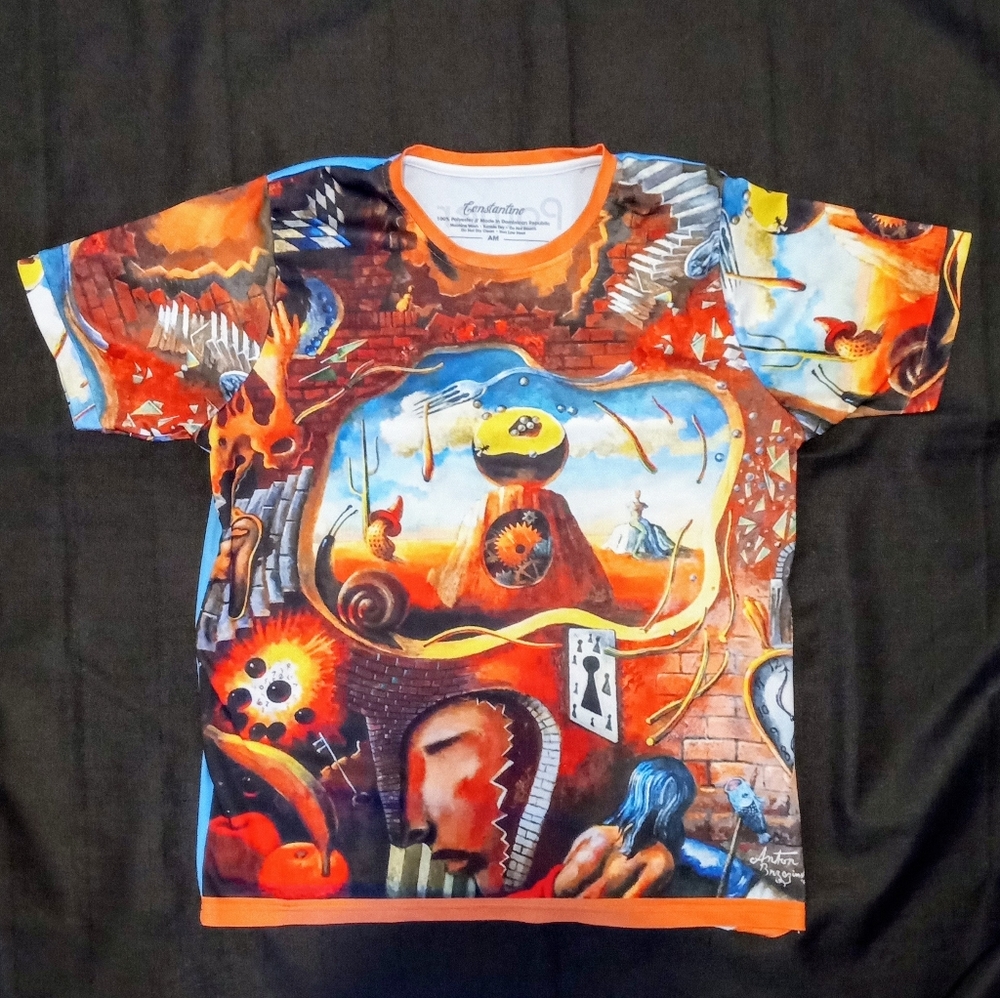 Men's awesome t-shirt 100% polyester lightweight breathable size large .